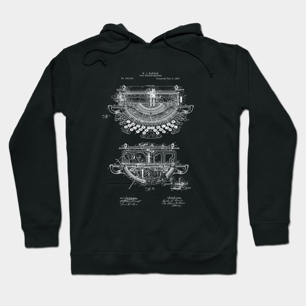 1897 Vintage Typewriter Patent Image Hoodie by MadebyDesign